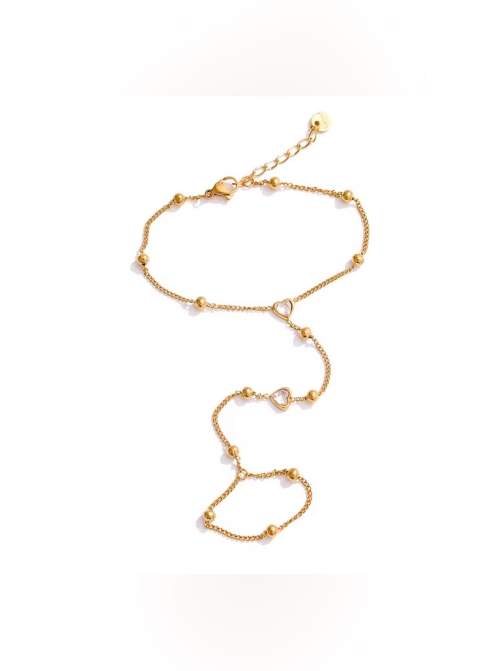 Delicate Gold Heart Station Bracelet 18k Gold Plated